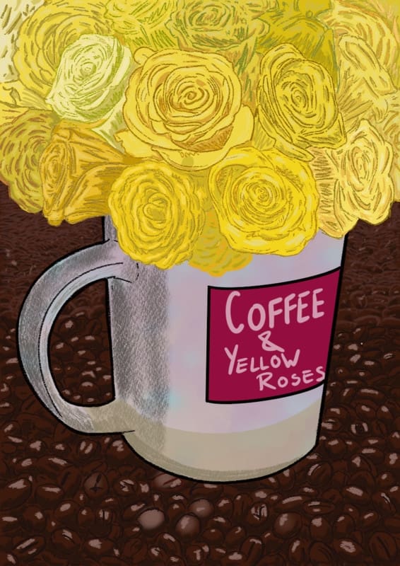 Coffee and Yellow Roses